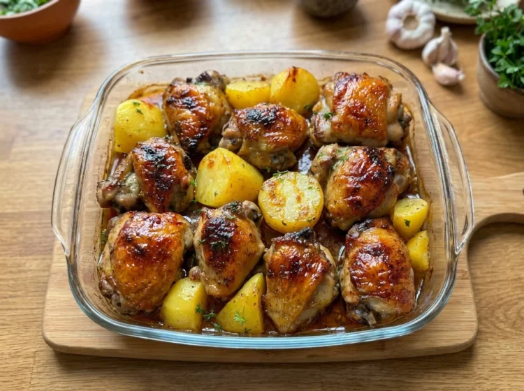 Golden Honey Garlic Chicken Roasted Potatoes