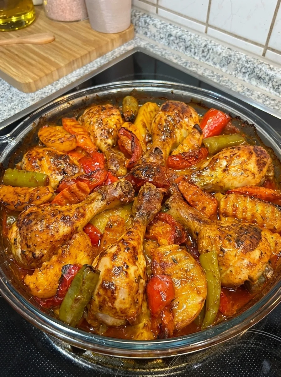 Oven-Baked Garlic Paprika Chicken with Roasted Peppers