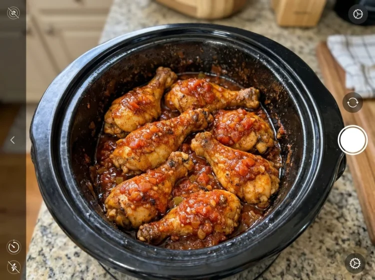 Slow Cooker Tomato Garlic Chicken Drumsticks