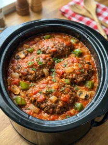 Slow Cooker Salisbury Steak with Rich Tomato Mushroom Gravy