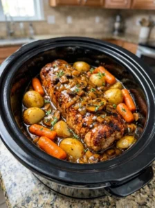 Slow Cooker Garlic Butter Beef Roast with Mushroom Gravy