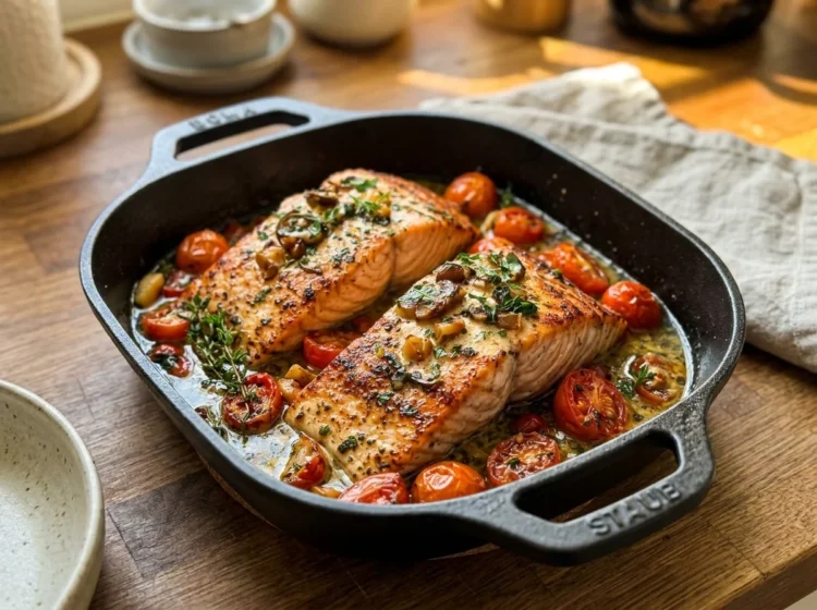 Creamy Garlic Butter Salmon with Cherry Tomatoes