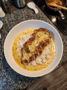 Creamy Garlic Parmesan Chicken over Fluffy White Rice