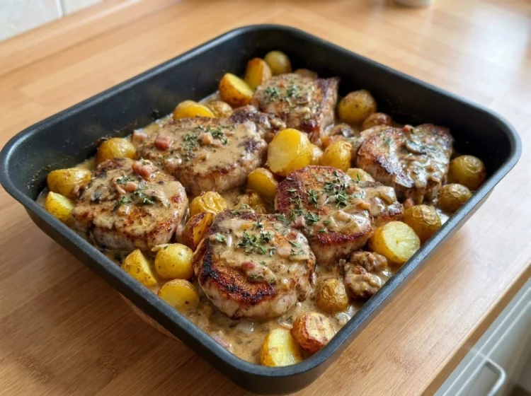 Creamy Garlic Butter Chicken with Golden Baby Potatoes