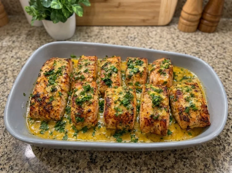 Creamy Garlic Butter Baked Salmon with Fresh Herbs