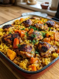 Golden Garlic Butter Chicken with Spiced Rice