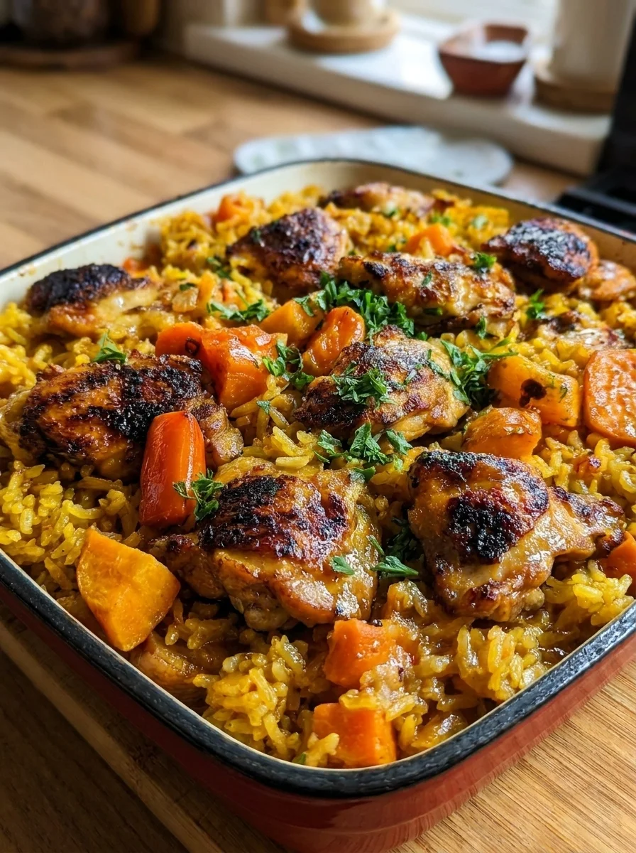 Golden Garlic Butter Chicken with Spiced Rice