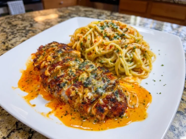 Creamy Cajun Garlic Parmesan Chicken with Spaghetti