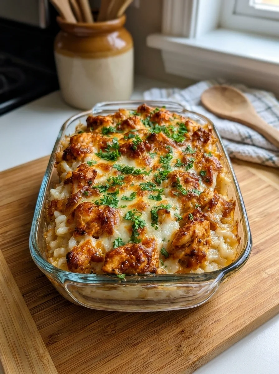 Creamy Garlic Parmesan Chicken Cheesy Rice Bake