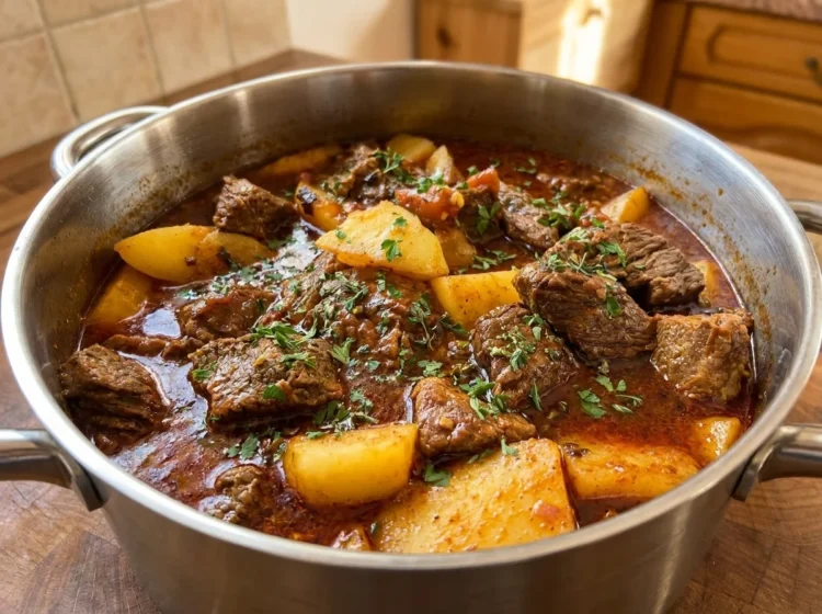 Hearty Beef and Potato Stew in Rich Tomato Gravy