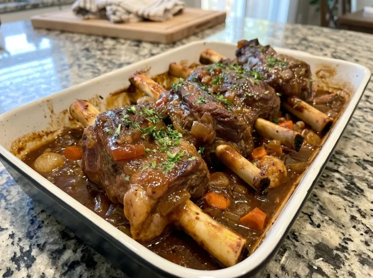 Slow-Braised Lamb Shanks in Rich Garlic Onion Gravy