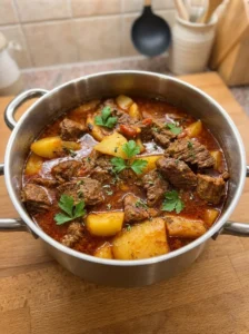 Hearty Beef and Potato Stew in Rich Tomato Gravy
